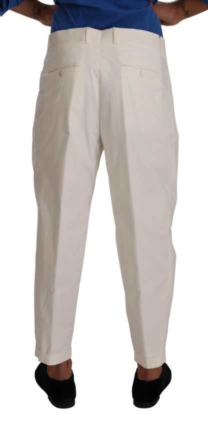 Pantalon habillé fuselé en coton blanc pour homme Dolce & Gabbana