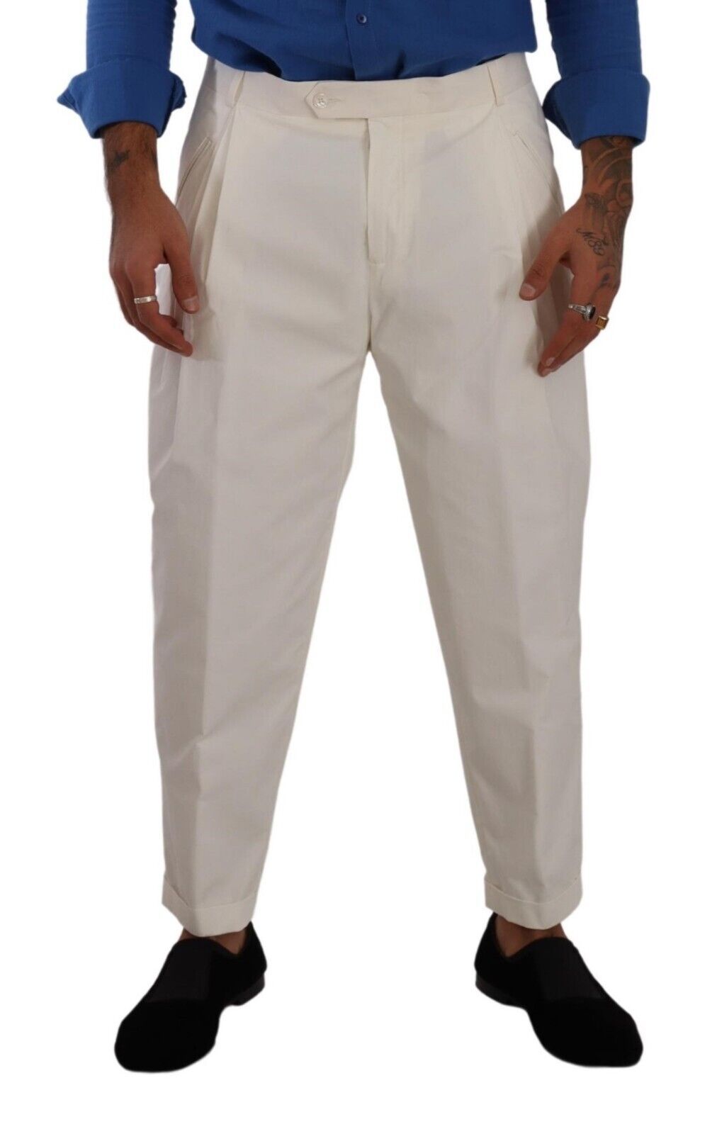 Pantalon habillé fuselé en coton blanc pour homme Dolce & Gabbana