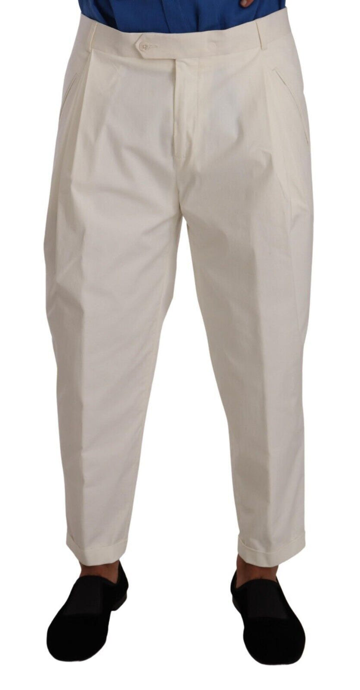 Pantalones de vestir de hombre Dolce & Gabbana pitillo de algodón blanco