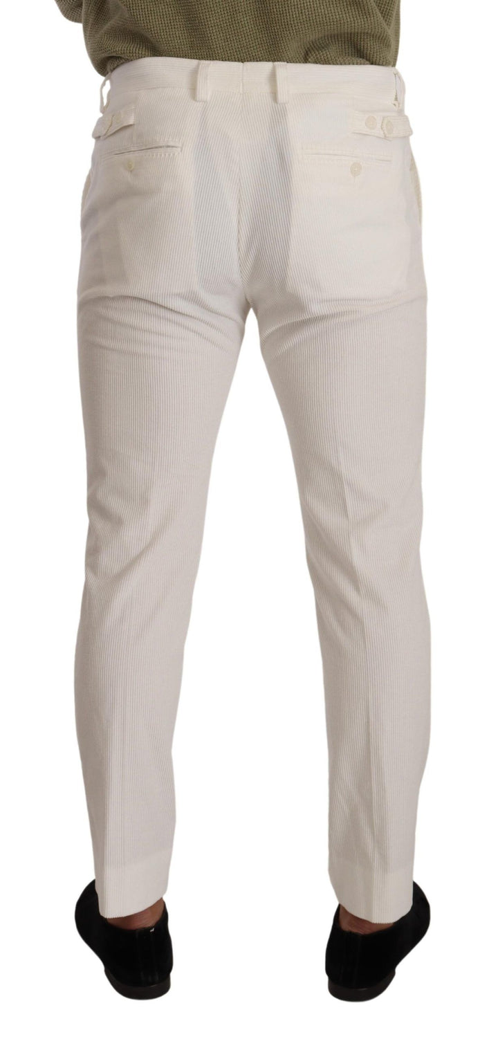 Pantalones pitillo de pana de algodón blanco Dolce & Gabbana