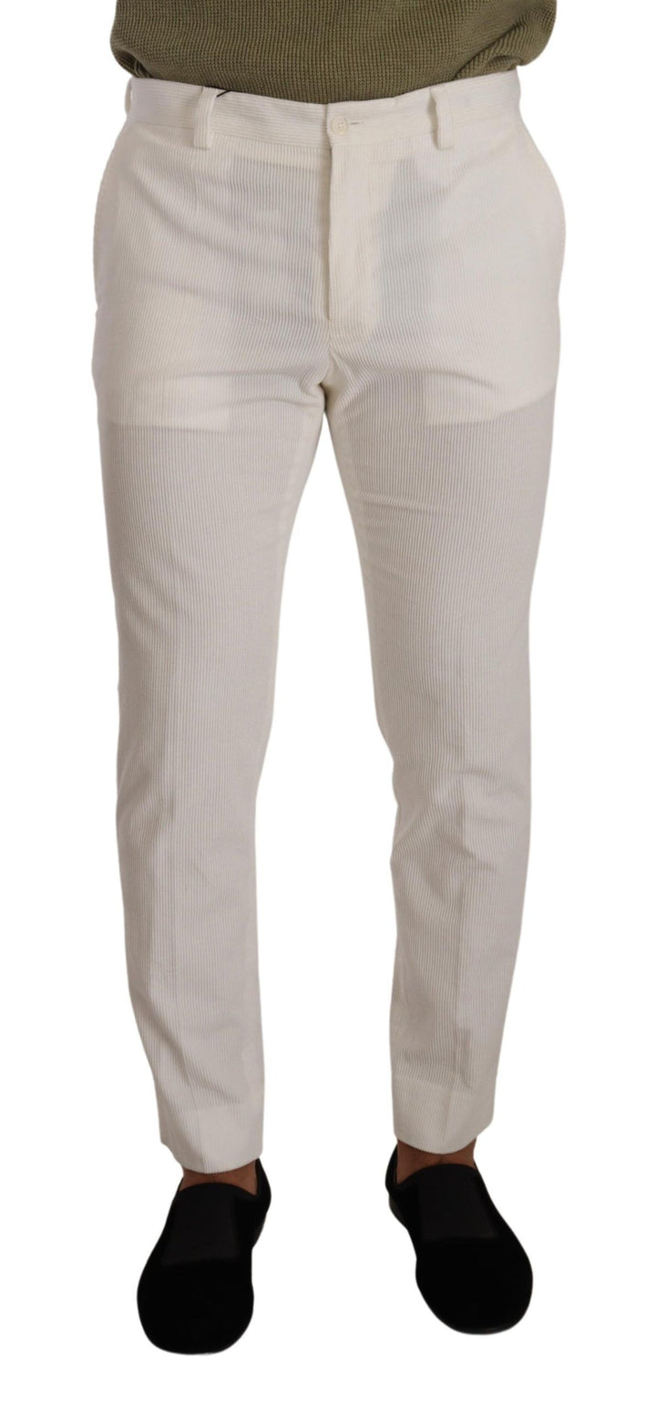 Pantalones pitillo de pana de algodón blanco Dolce & Gabbana