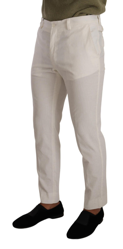 Pantalon en velours côtelé skinny en coton blanc Dolce & Gabbana