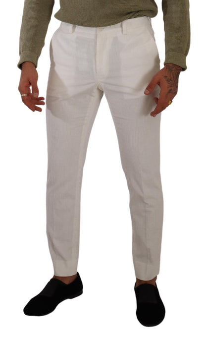 Pantalon en velours côtelé skinny en coton blanc Dolce & Gabbana