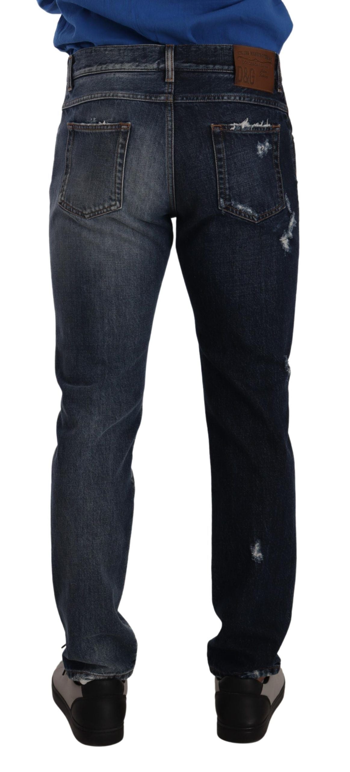 Jean en denim de coton bleu coupe droite Dolce & Gabbana