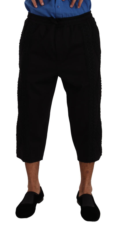 Pantalon court croisé en coton noir Torero Dolce & Gabbana