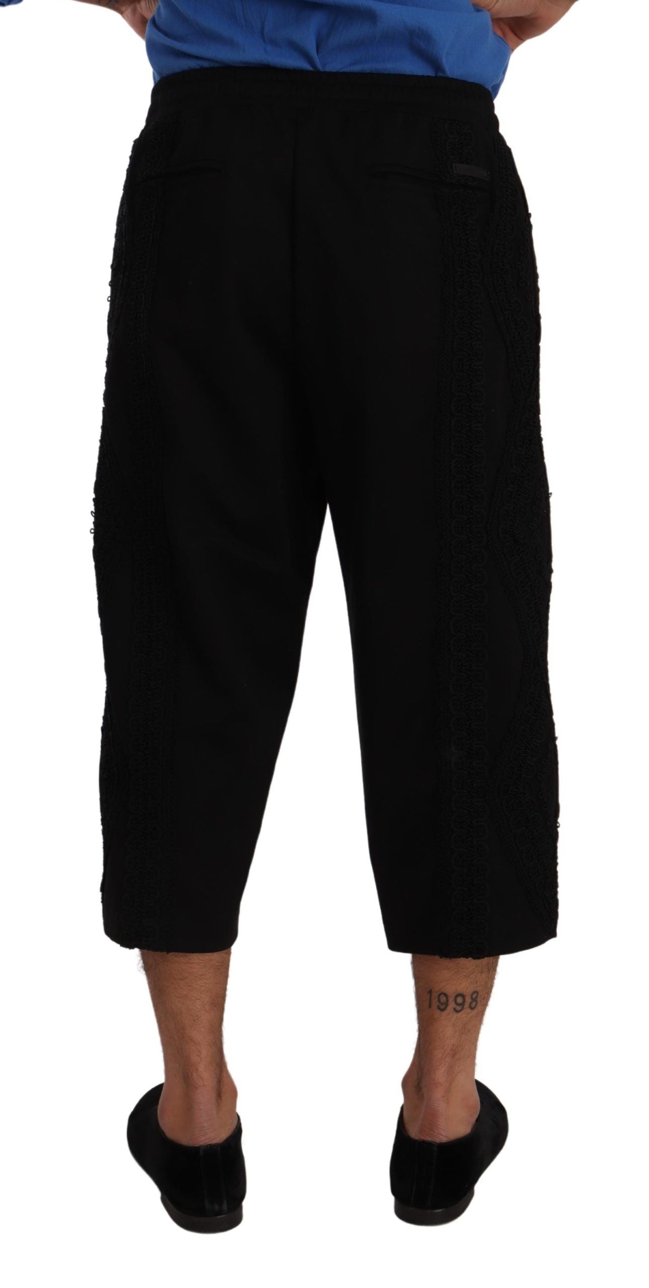 Pantalon court croisé en coton noir Torero Dolce & Gabbana