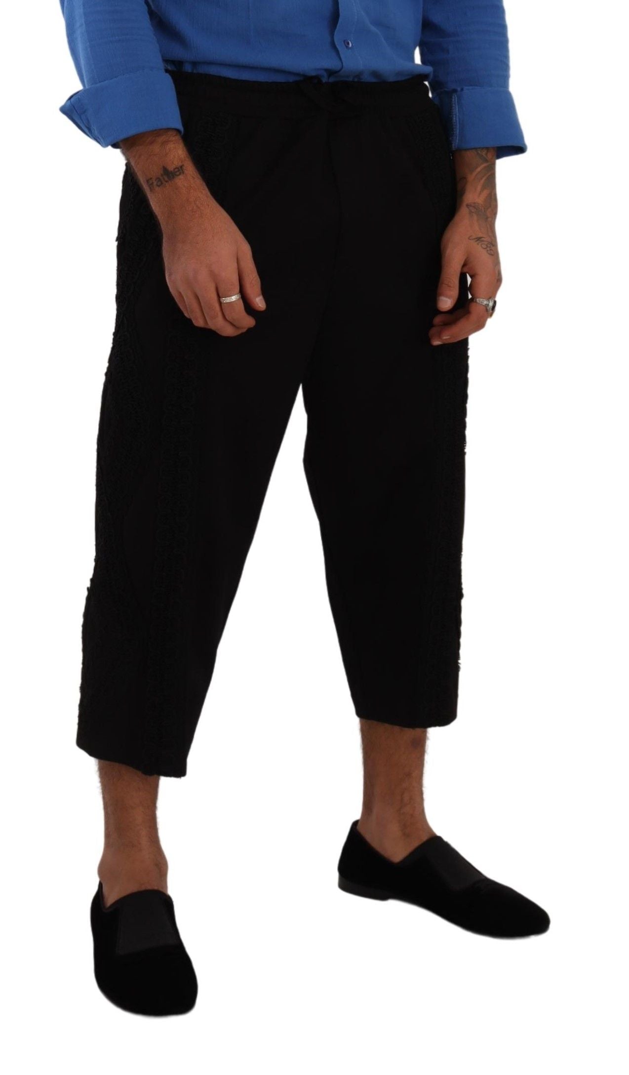 Pantalon court croisé en coton noir Torero Dolce & Gabbana