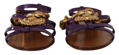 Sandales plates Dolce & Gabbana en cuir violet Devotion