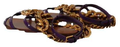 Sandales plates Dolce & Gabbana en cuir violet Devotion