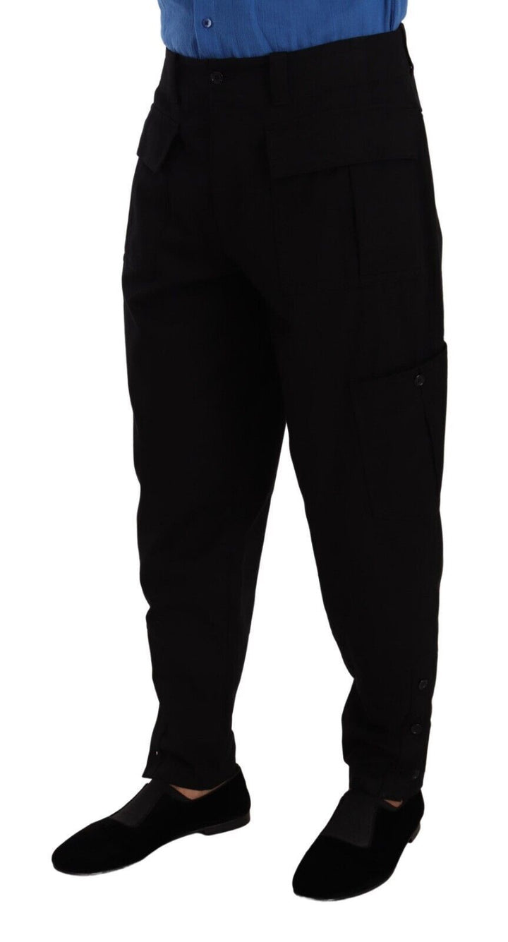 Pantalones cargo cónicos elásticos de algodón negro Dolce & Gabbana