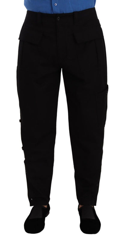 Pantalon cargo fuselé Dolce & Gabbana en coton stretch noir