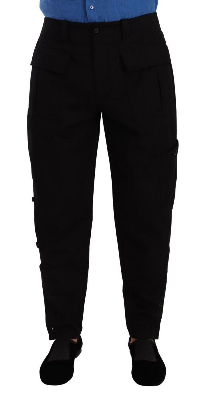 Pantalones cargo cónicos elásticos de algodón negro Dolce & Gabbana
