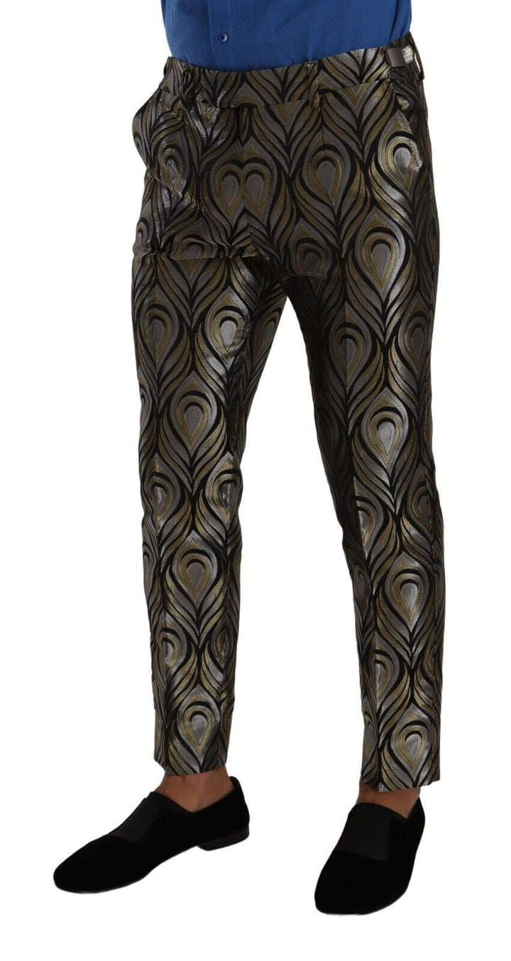 Pantalon de ville Dolce & Gabbana en jacquard doré et argenté pour homme