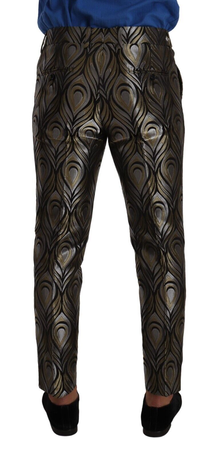 Pantalon de ville Dolce & Gabbana en jacquard doré et argenté pour homme