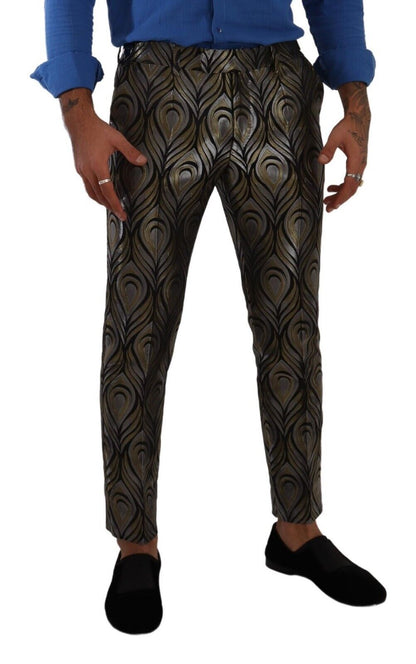 Pantalon de ville Dolce & Gabbana en jacquard doré et argenté pour homme