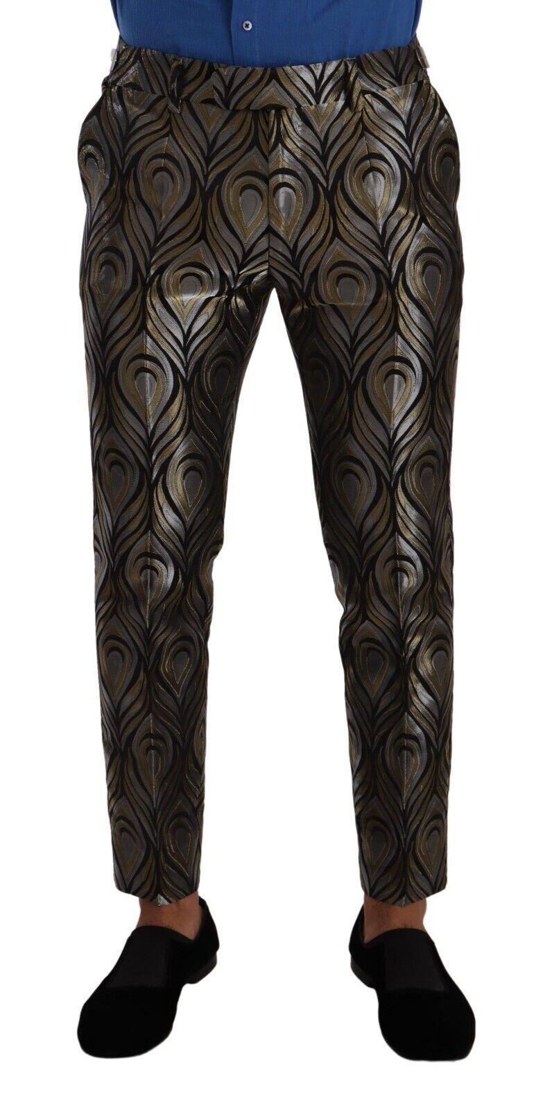 Pantalon de ville Dolce & Gabbana en jacquard doré et argenté pour homme