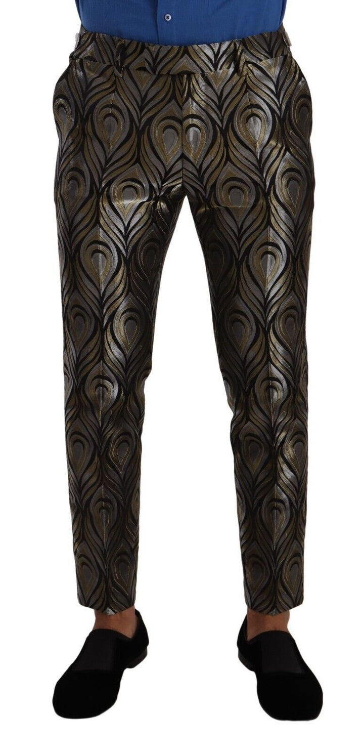 Pantalon de ville Dolce & Gabbana en jacquard doré et argenté pour homme