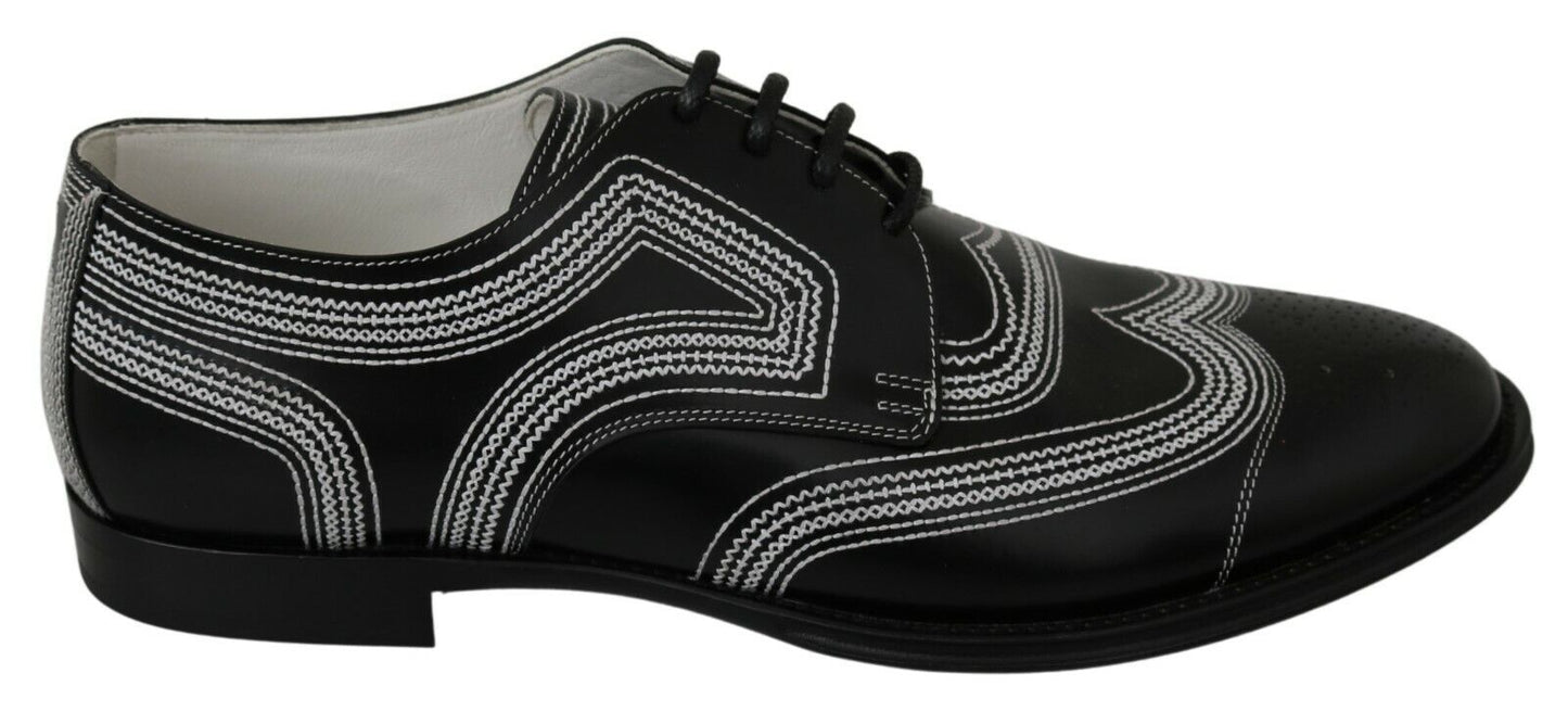 Chaussures Derby Dolce & Gabbana en cuir noir avec lacets blancs