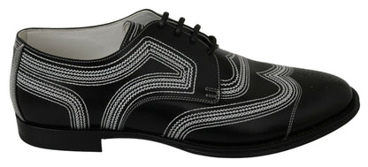 Chaussures Derby Dolce & Gabbana en cuir noir avec lacets blancs