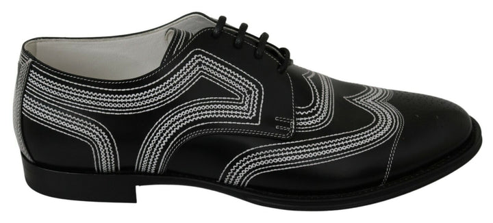 Zapatos Derby de vestir Dolce & Gabbana de cuero negro con cordones blancos