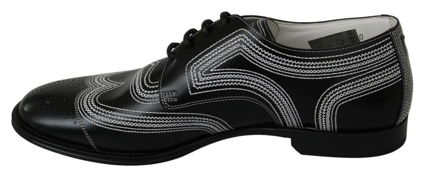 Chaussures Derby Dolce & Gabbana en cuir noir avec lacets blancs