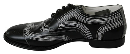 Chaussures Derby Dolce & Gabbana en cuir noir avec lacets blancs