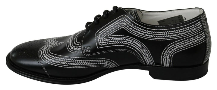 Zapatos Derby de vestir Dolce & Gabbana de cuero negro con cordones blancos