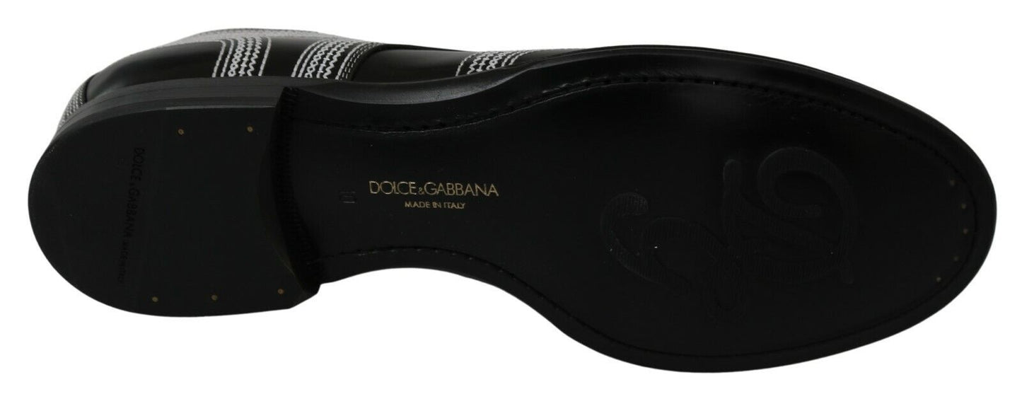 Chaussures Derby Dolce & Gabbana en cuir noir avec lacets blancs