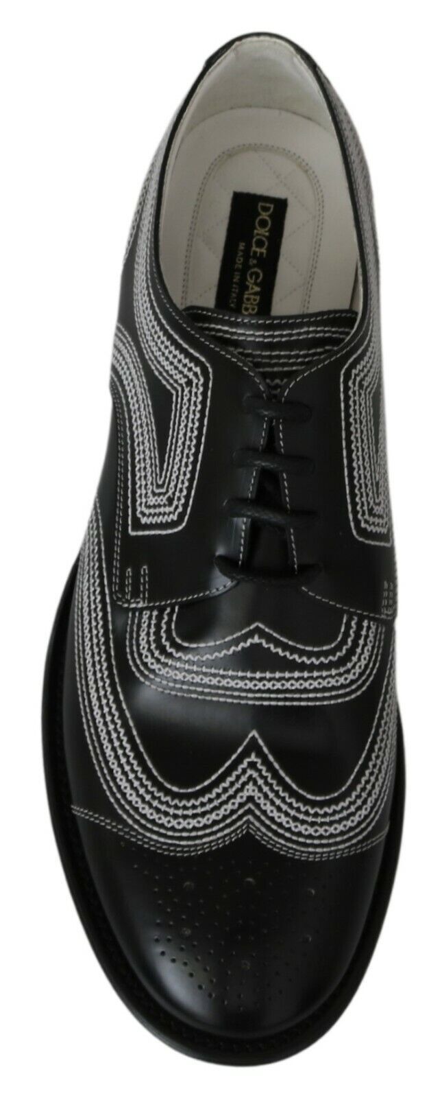 Chaussures Derby Dolce & Gabbana en cuir noir avec lacets blancs