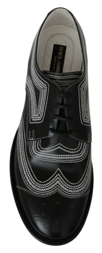 Chaussures Derby Dolce & Gabbana en cuir noir avec lacets blancs