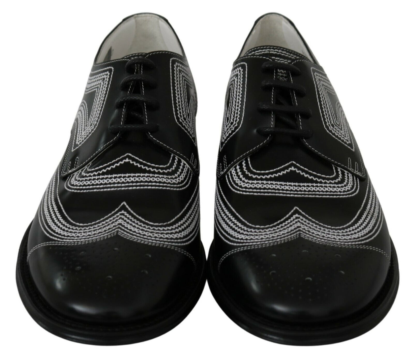 Chaussures Derby Dolce & Gabbana en cuir noir avec lacets blancs
