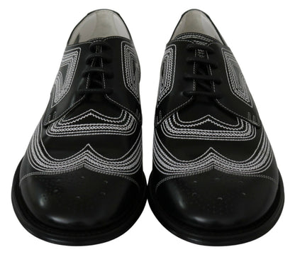 Chaussures Derby Dolce & Gabbana en cuir noir avec lacets blancs