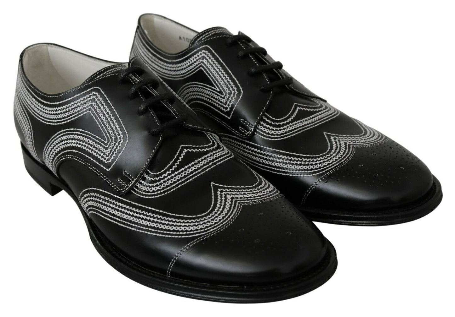 Chaussures Derby Dolce & Gabbana en cuir noir avec lacets blancs