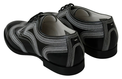 Chaussures Derby Dolce & Gabbana en cuir noir avec lacets blancs