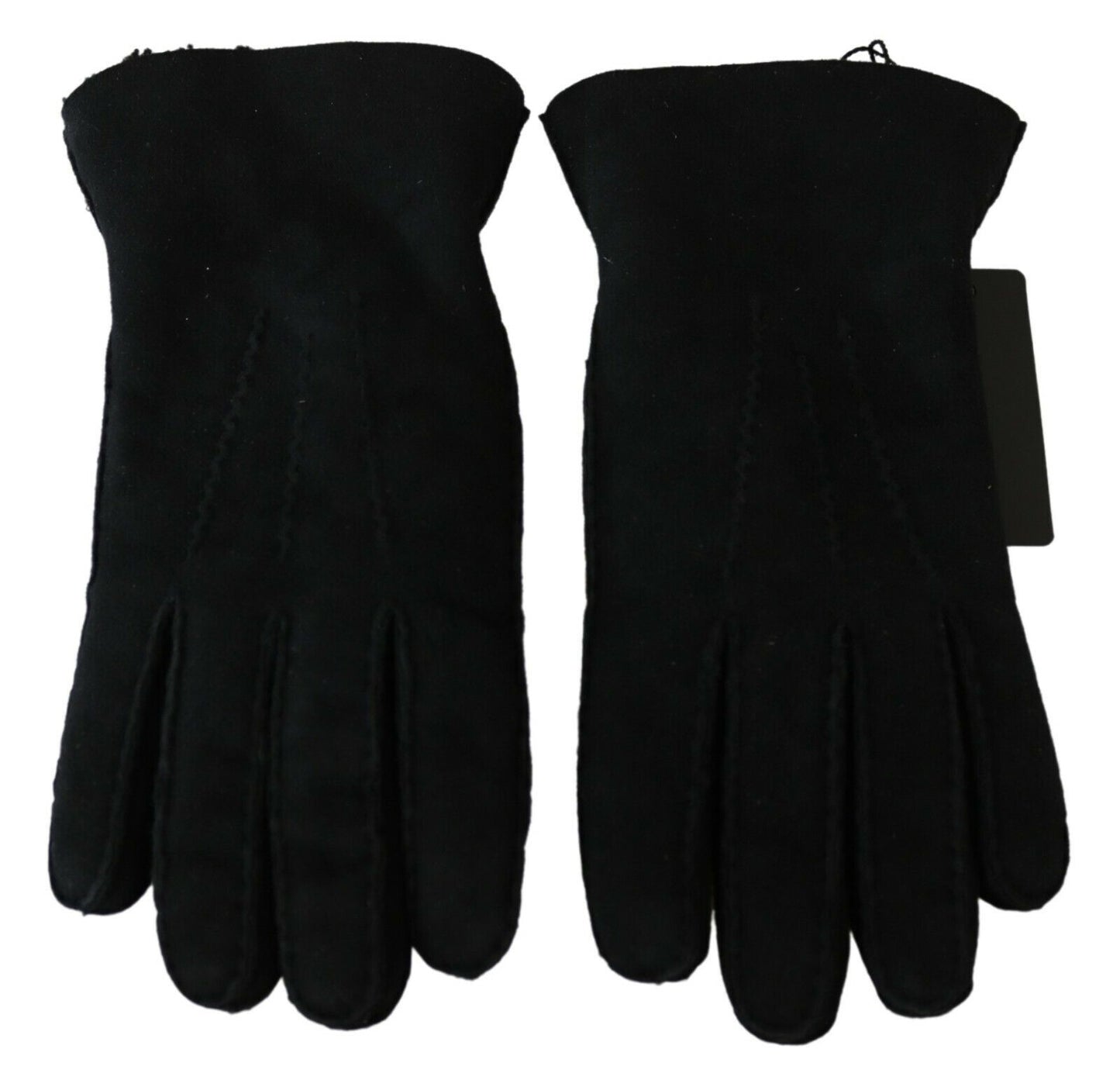 Mouffles motard en cuir noir Dolce & Gabbana