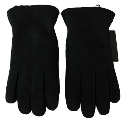 Mouffles motard en cuir noir Dolce & Gabbana