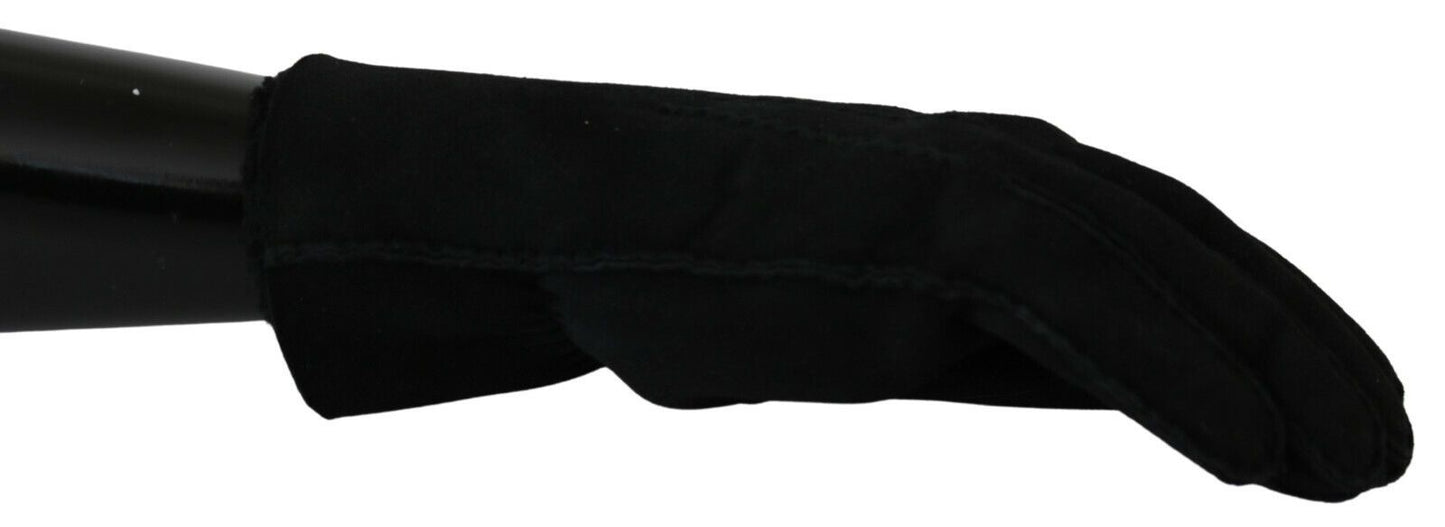 Mouffles motard en cuir noir Dolce & Gabbana