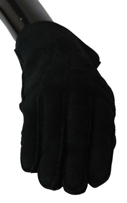 Mouffles motard en cuir noir Dolce & Gabbana