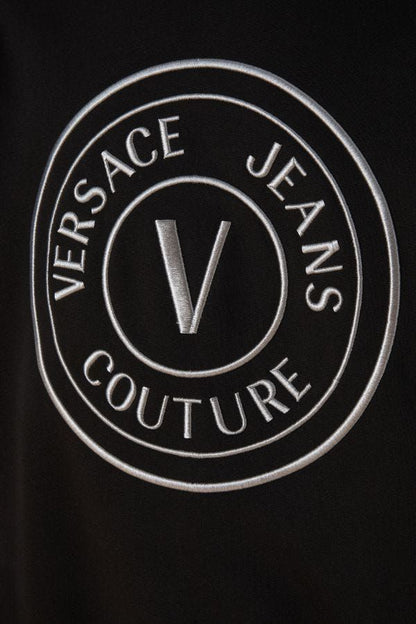 Sweat-shirt à capuche Versace Jeans en coton noir avec détails logo