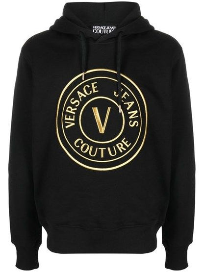 Sweat-shirt à capuche Versace Jeans en coton noir avec détails logo