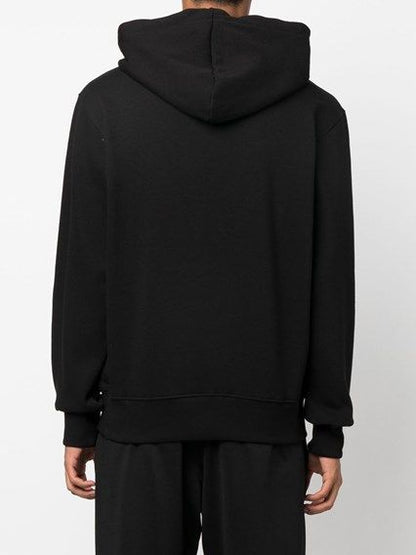 Sweat-shirt à capuche Versace Jeans en coton noir avec détails logo