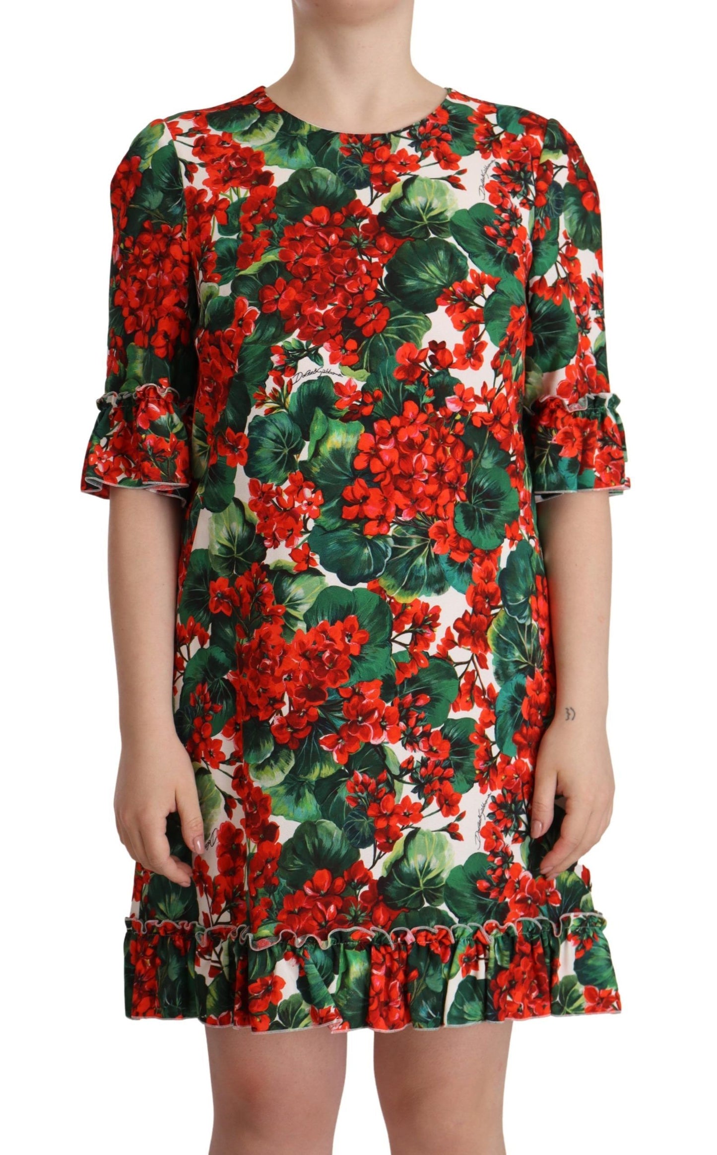 Vestido largo Dolce & Gabbana Multicolor floral rojo de corte recto