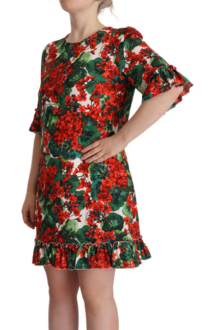 Vestido largo Dolce & Gabbana Multicolor floral rojo de corte recto