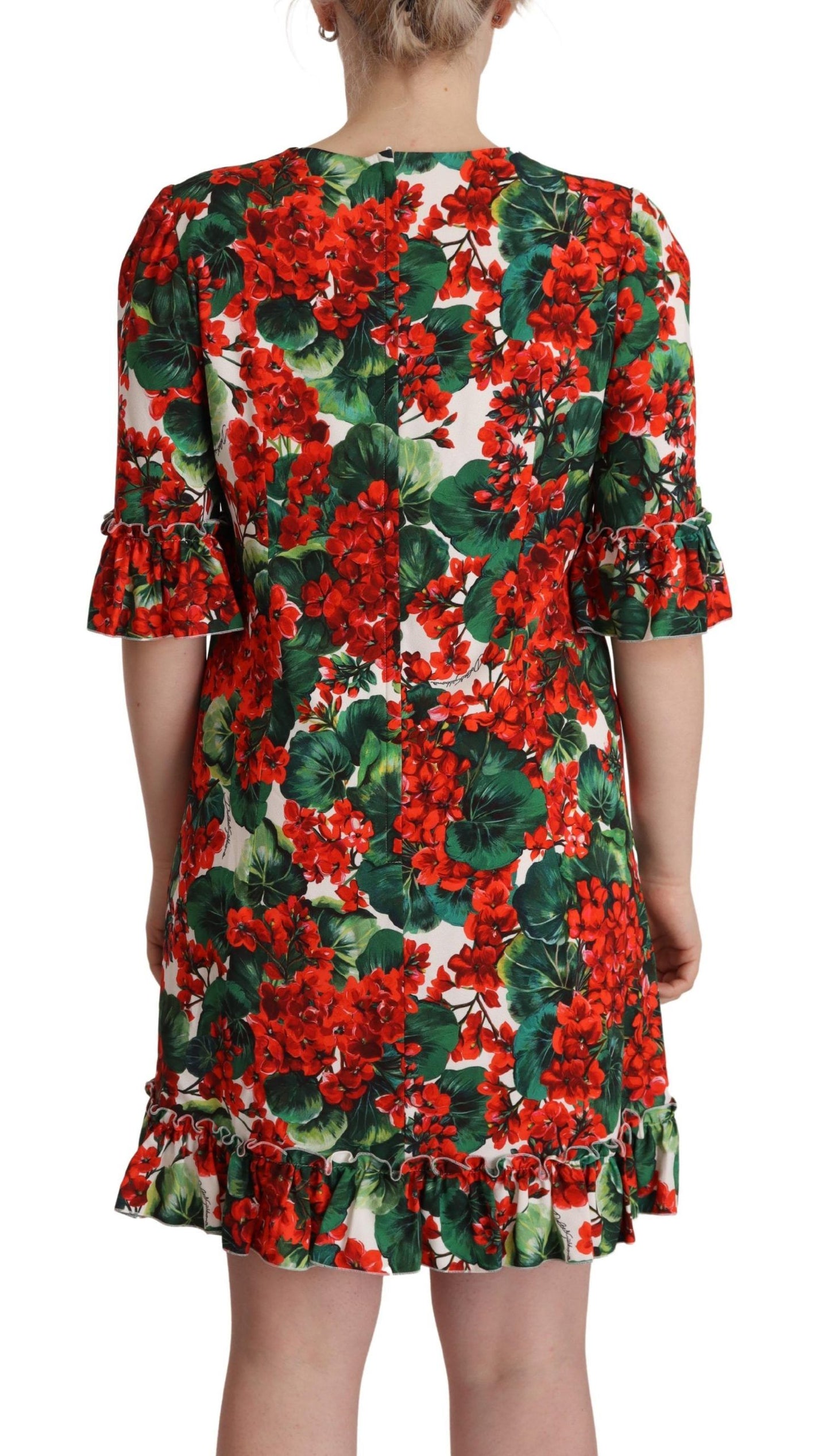 Vestido largo Dolce & Gabbana Multicolor floral rojo de corte recto