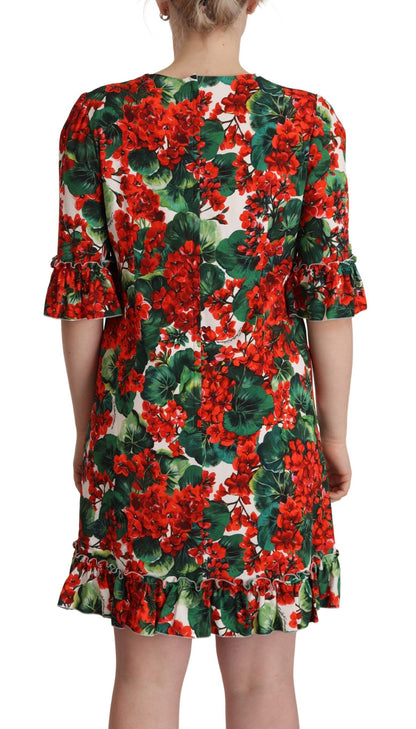 Vestido largo Dolce & Gabbana Multicolor floral rojo de corte recto