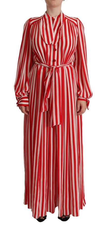 Robe trapèze Dolce & Gabbana en soie blanche et rouge