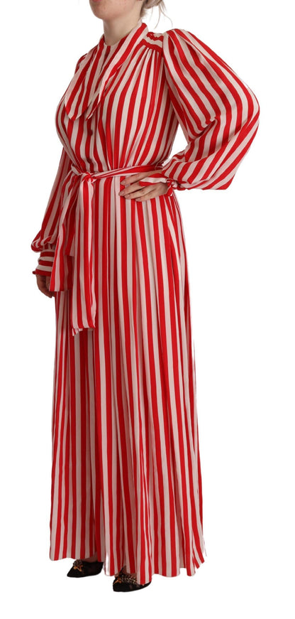 Robe trapèze Dolce & Gabbana en soie blanche et rouge