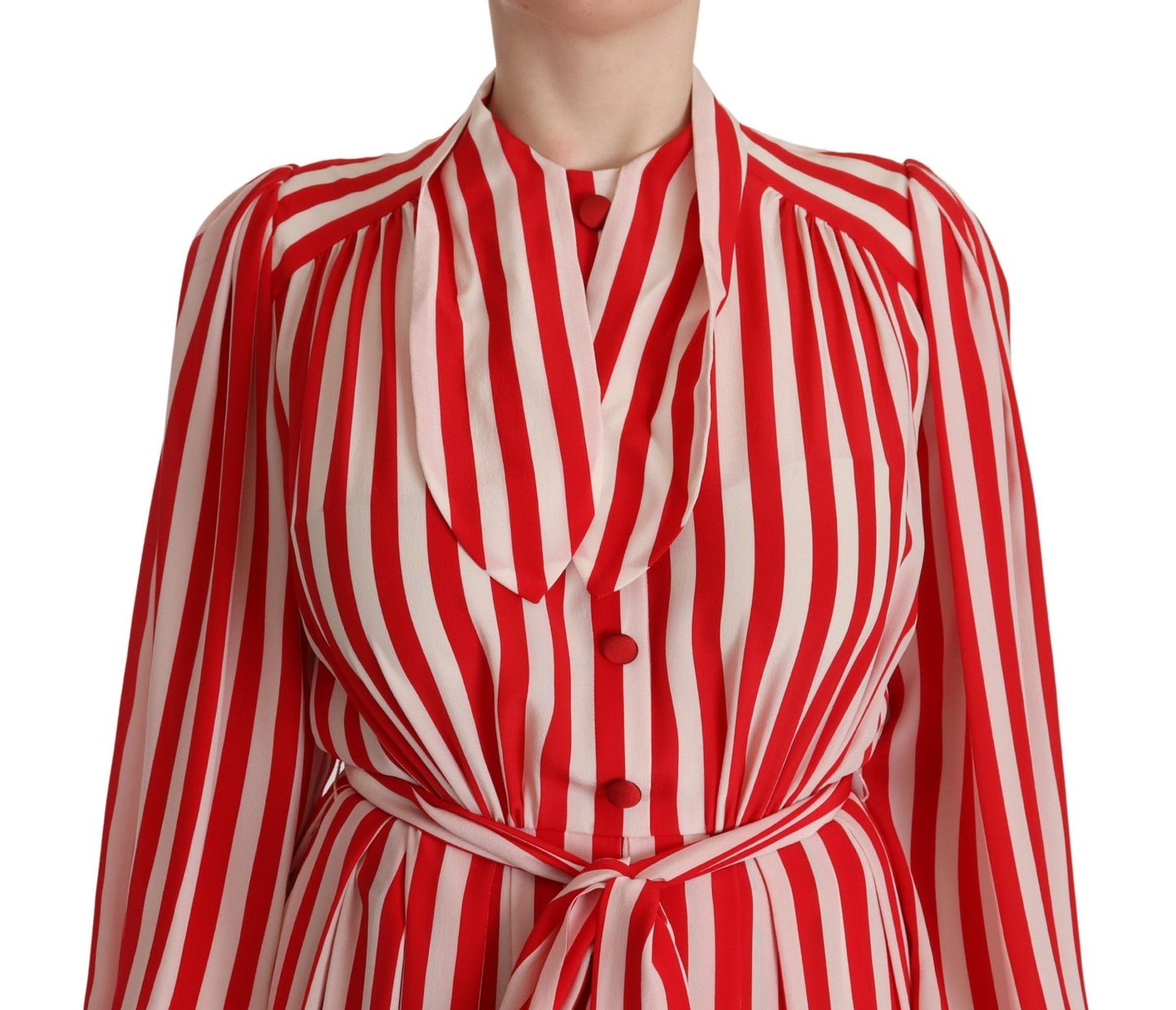 Robe trapèze Dolce & Gabbana en soie blanche et rouge