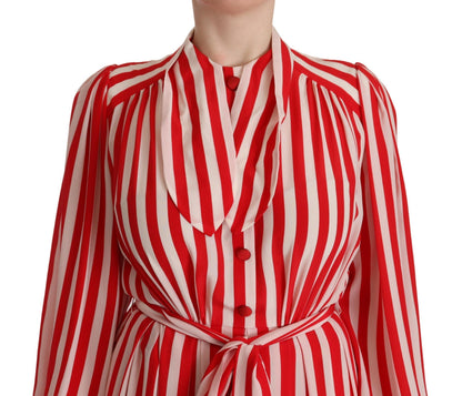 Robe trapèze Dolce & Gabbana en soie blanche et rouge