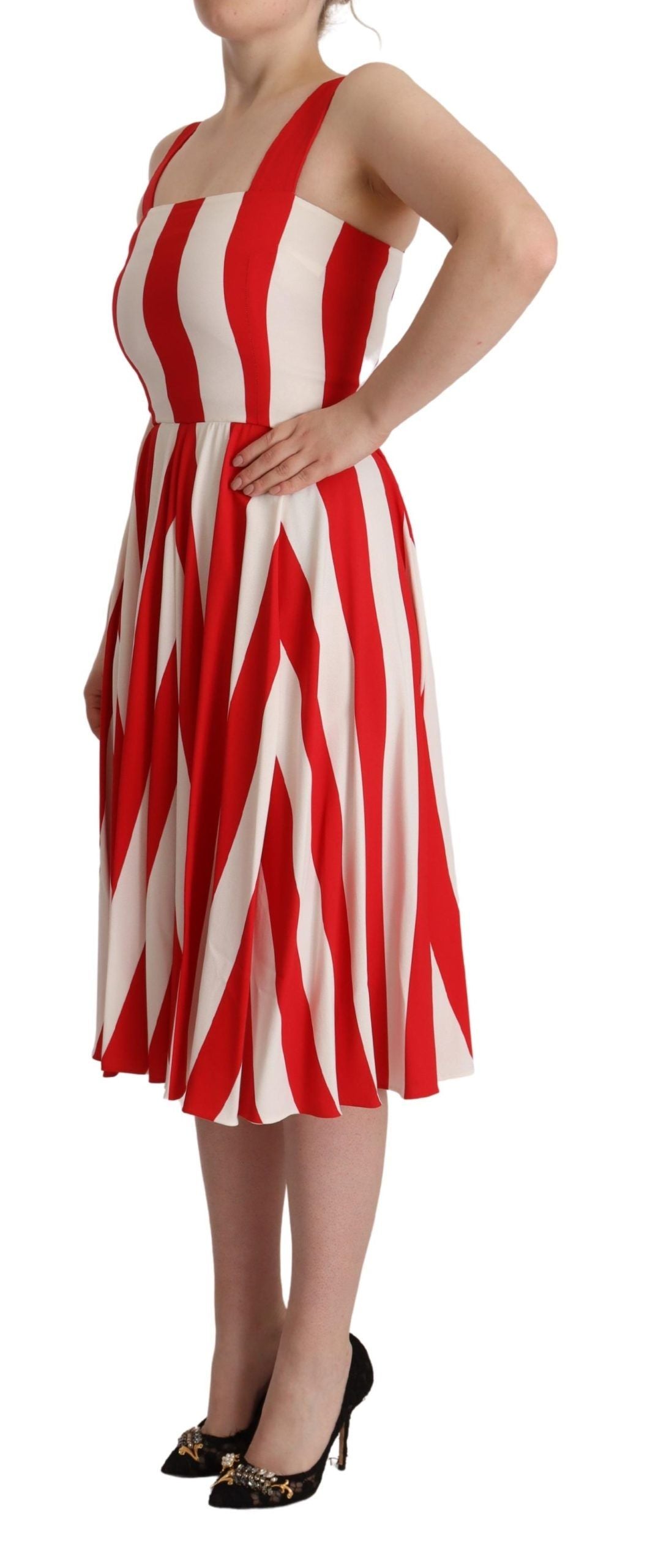 Robe Dolce & Gabbana trapèze stretch blanc et rouge